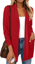 Joanna Women's Hip-Length Cardigan – Double Placket, Pockets & Relaxed Fit