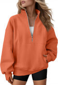 Elaine Women's Oversized Quarter-Zip Sweatshirt – Mock Neck, Fleece Lined & Pockets