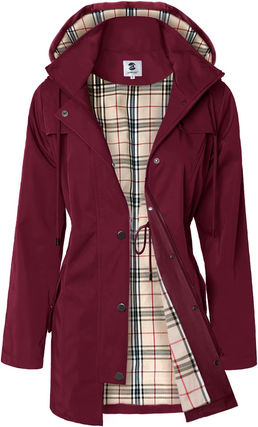 Scarlett Women's Water-Resistant Rain Jacket – Hooded, Drawstring Waist & Snap Pockets