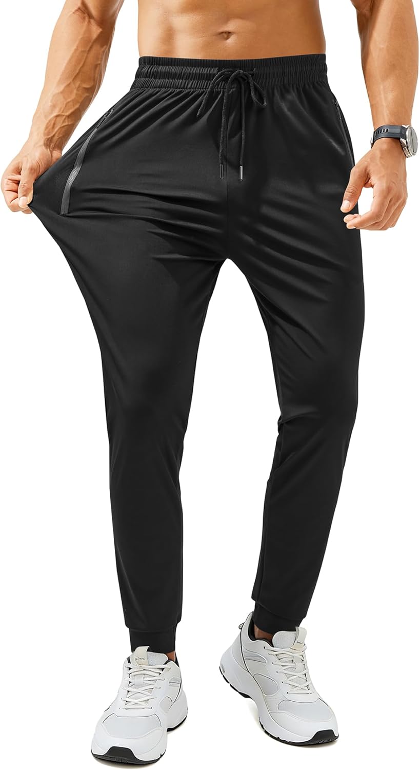 Nathan Men's Athletic Joggers – 4-Way Stretch, Zip Pockets & Cuffed Ankles