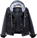 Molly Women's Hooded Denim Jacket – Detachable Hood, Distressed Detail & 4 Pockets