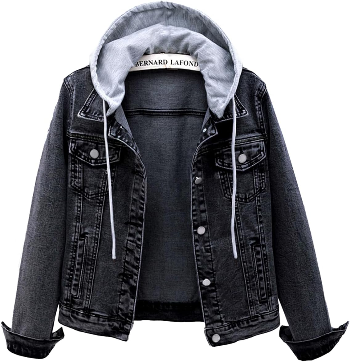 Molly Women's Hooded Denim Jacket – Detachable Hood, Distressed Detail & 4 Pockets