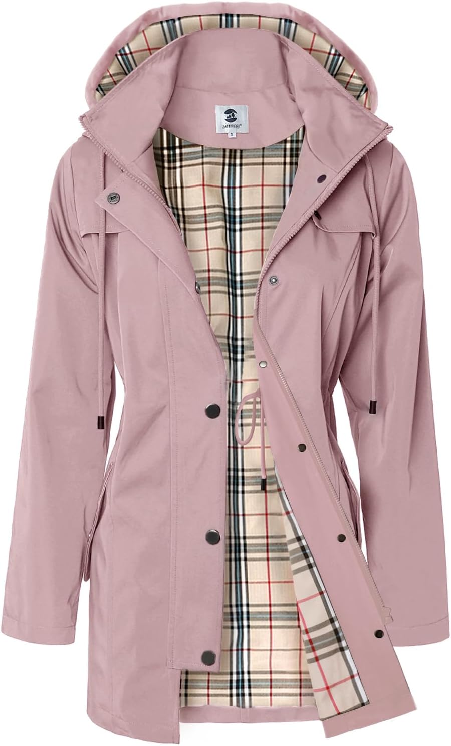 Scarlett Women's Water-Resistant Rain Jacket – Hooded, Drawstring Waist & Snap Pockets