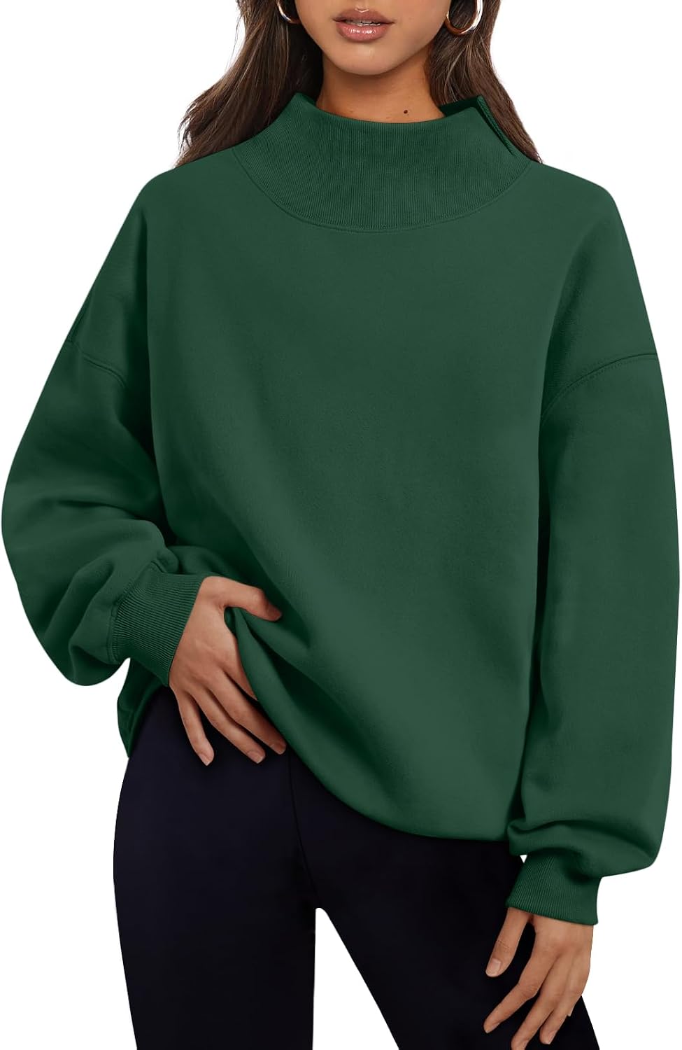 Nina Women's Oversized Fleece Sweatshirt – Asymmetric Neck, Drop Shoulders & Loose Fit