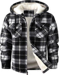 Finn Men's Plaid Flannel Jacket – Sherpa Lined, Hooded, Full Zip & 4 Pockets