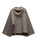 Sienna Women's Poncho – Asymmetric Wool Design, Chic and Perfect for Winter Warmth