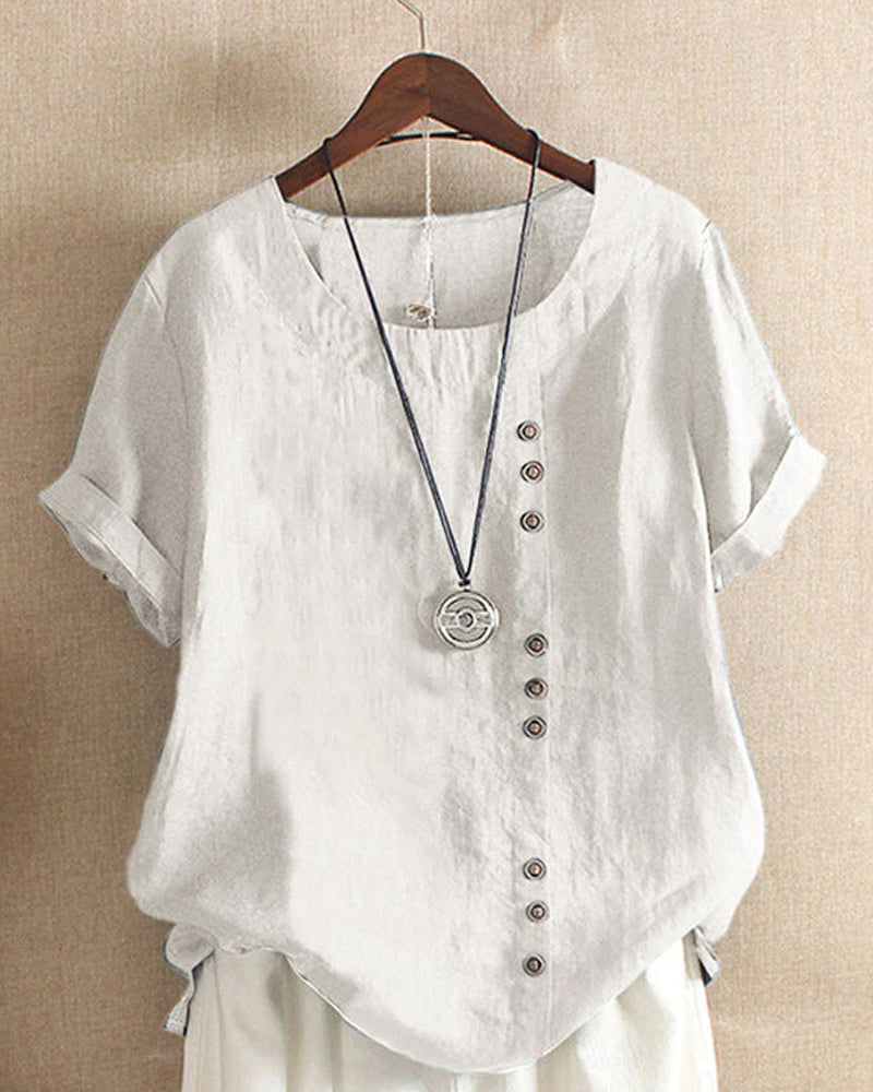 Noelle Women's Blouse – Lightweight Linen Blouse with Button Front & Effortless Natural Look