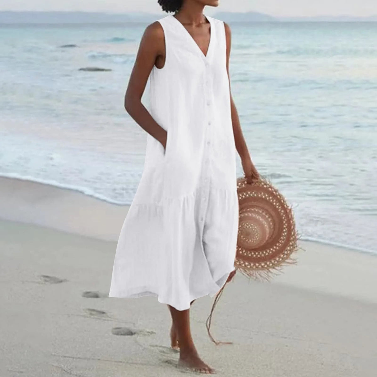 Josephine Women's Summer Dress – Elegant V-Neck Dress with an Airy Fit & Timeless Design