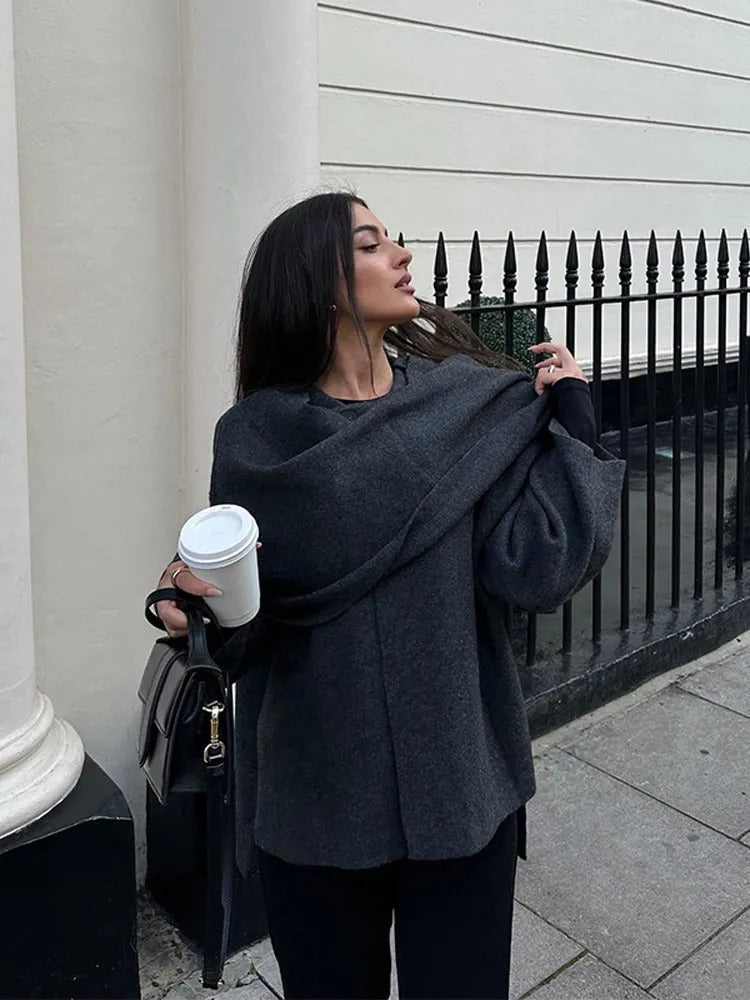 Sienna Women's Poncho – Asymmetric Wool Design, Chic and Perfect for Winter Warmth