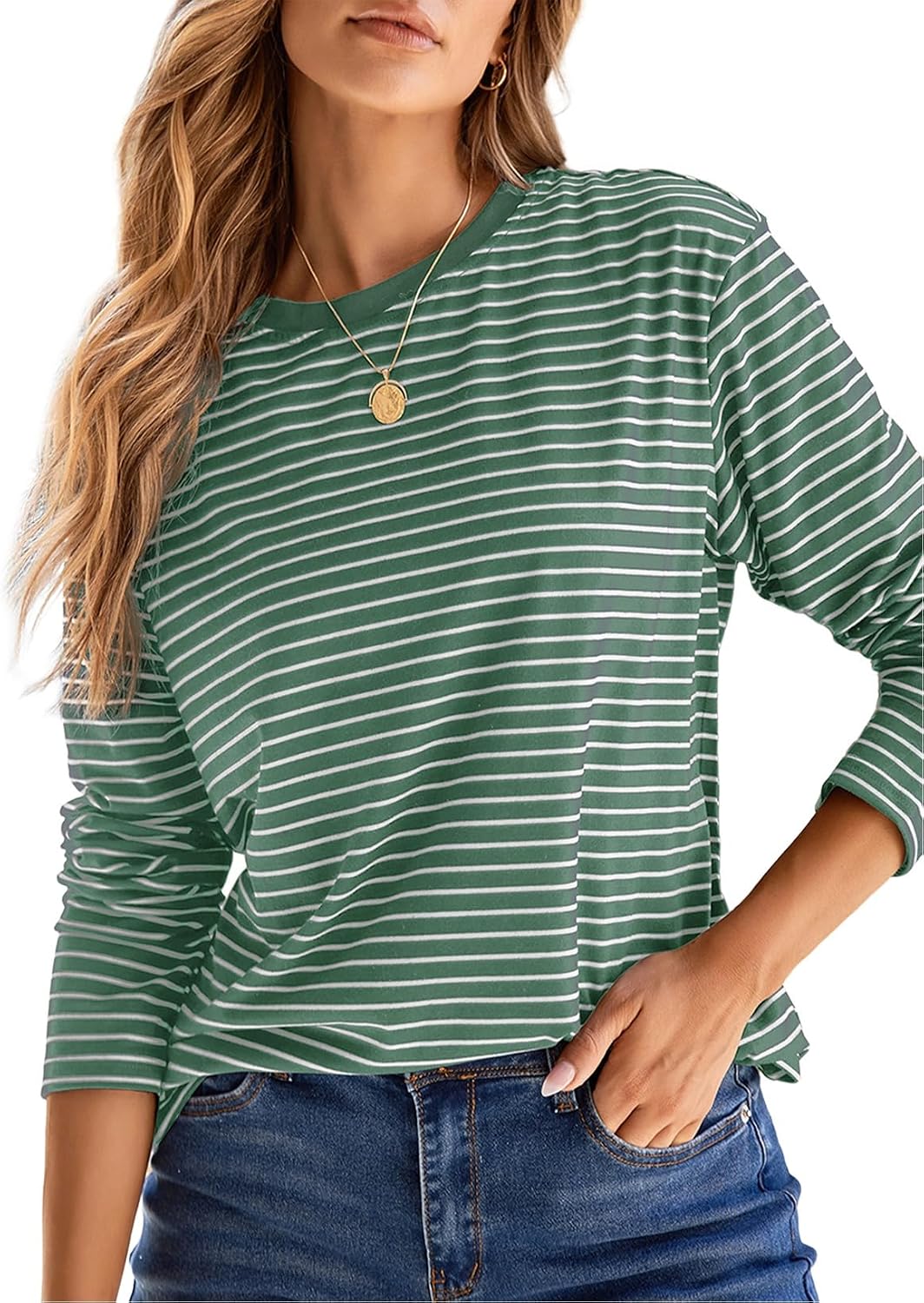 Megan Women's Knit Top – Crew Neck, Relaxed Fit & Soft Stretch Fabric