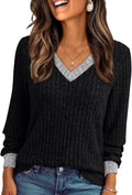 Nicole Women's V-Neck Sweater – Long Sleeves, Lightweight Knit & Relaxed Loose Fit