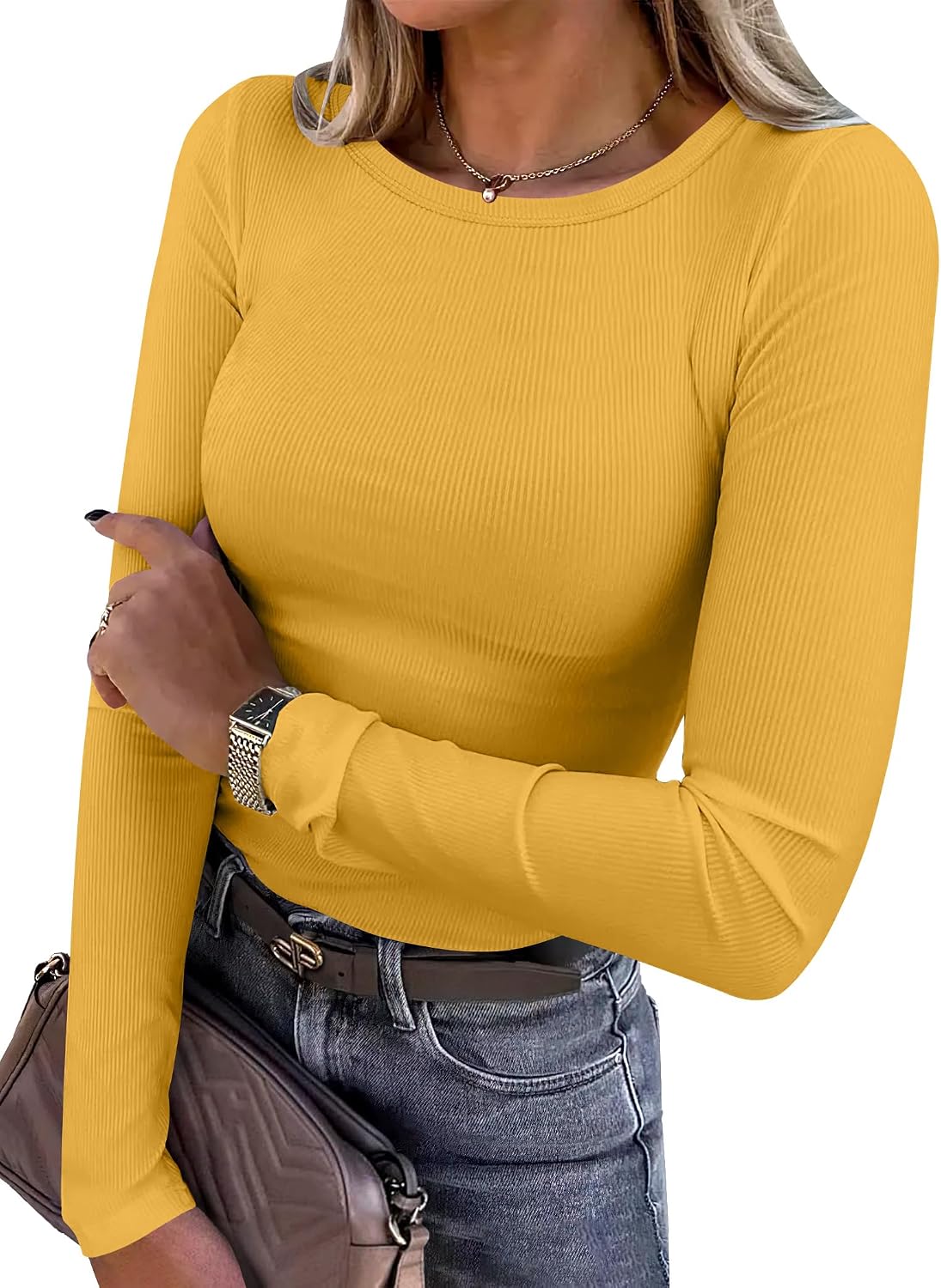 Winona Women's Crew Neck Top – Long Sleeves, Slim Fit & Lightweight Design