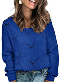 Autumn Women's Hollow Knit Sweater – Convertible Neckline, Long Sleeves & Loose Fit