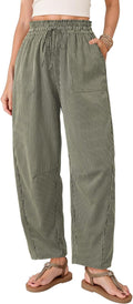 Yvette Women's Striped Barrel-Leg Trousers – Paper-Bag Waist, Drawstring & Pockets