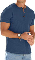Leo Men's Henley T-Shirt – Short Sleeves, Button Neck & Slim Fit