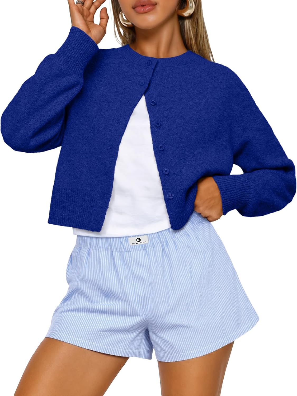 Heidi Women's Cropped Knit Cardigan – Drop Shoulders, Boxy Fit & Soft Knit