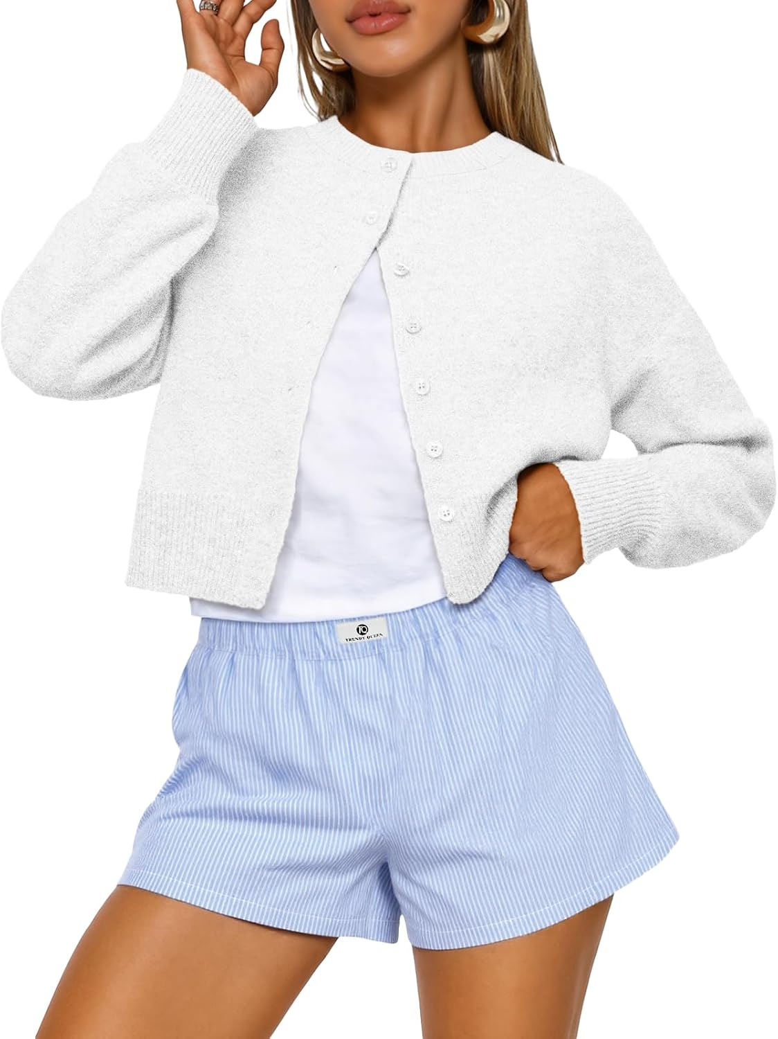 Heidi Women's Cropped Knit Cardigan – Drop Shoulders, Boxy Fit & Soft Knit
