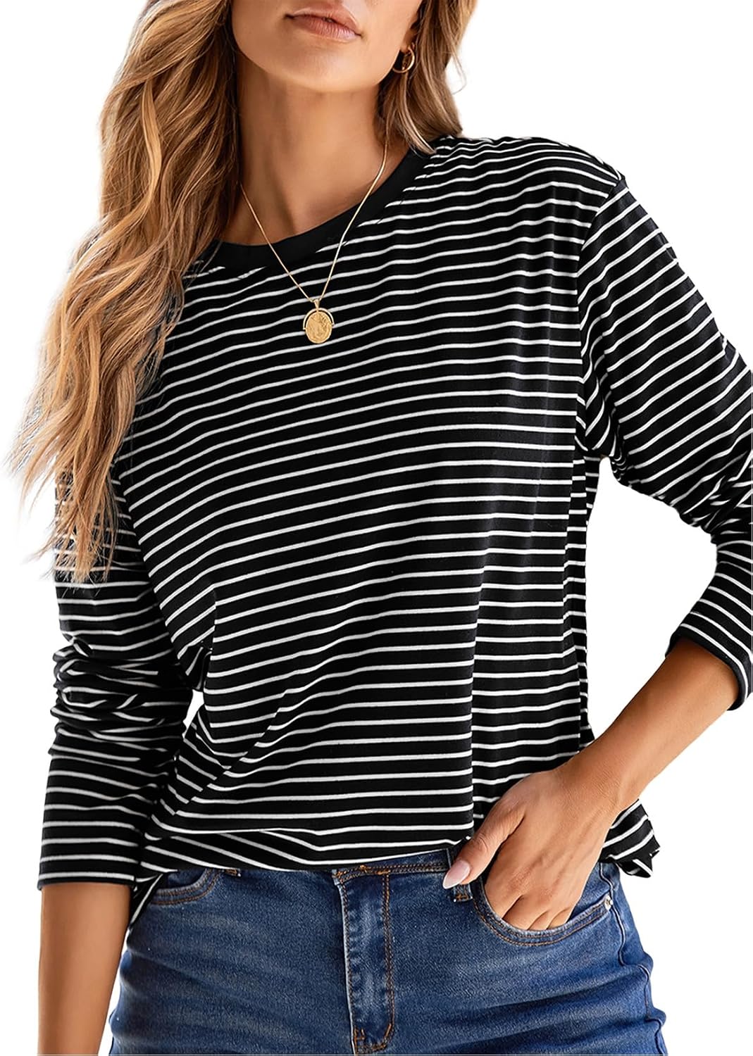 Megan Women's Knit Top – Crew Neck, Relaxed Fit & Soft Stretch Fabric