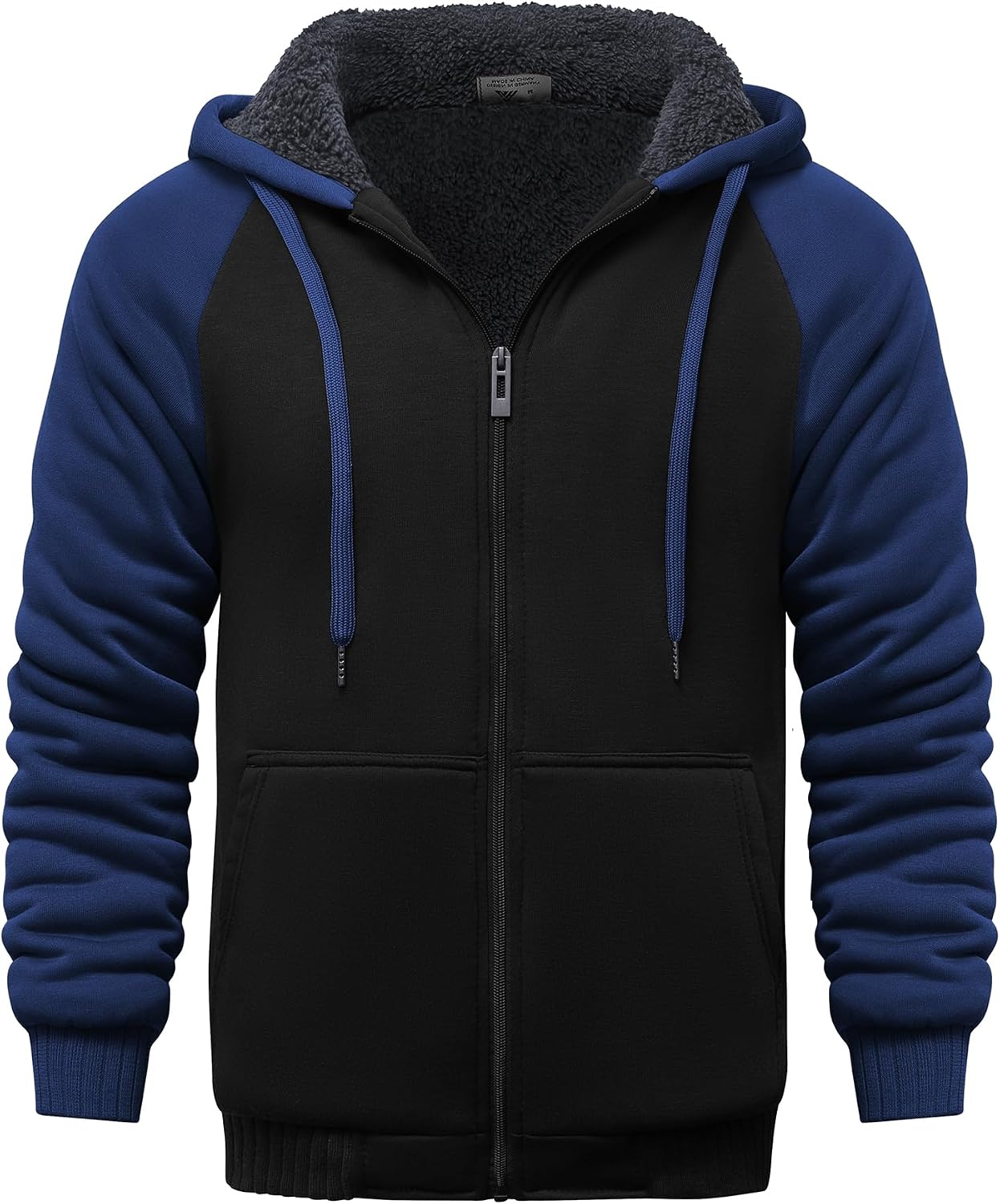 Gabriel Men's Fleece-Lined Zip Hoodie – Colour Block, Full Zip & Side Pockets