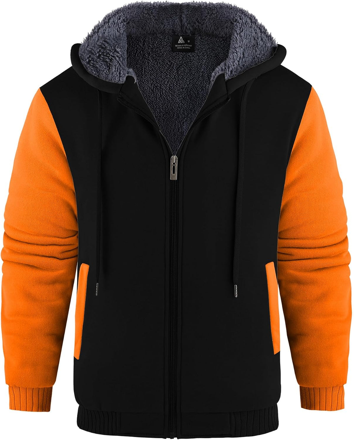 Gabriel Men's Fleece-Lined Zip Hoodie – Colour Block, Full Zip & Side Pockets