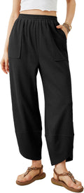 Alice Women's Wide-Leg Palazzo Trousers – Smocked Waist, Curved Hem & Side Pockets