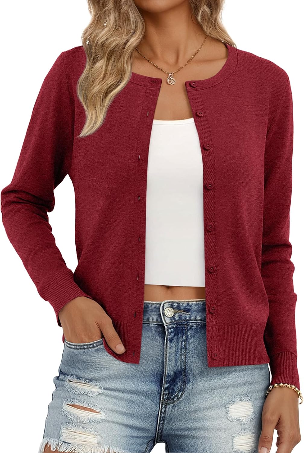 Pearl Women's Lightweight Knit Cardigan – Relaxed Fit, Soft Texture & Layering Style
