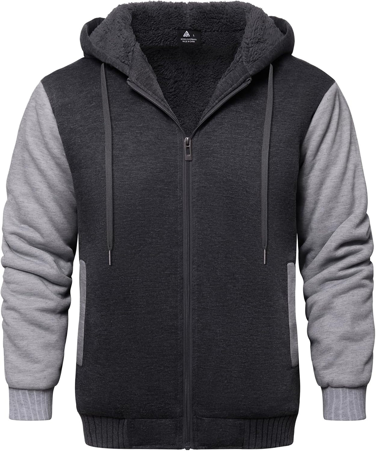 Gabriel Men's Fleece-Lined Zip Hoodie – Colour Block, Full Zip & Side Pockets