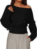 Ivy Women's Off-Shoulder Sweater – Ribbed Knit, Long Sleeves & Fitted Waist