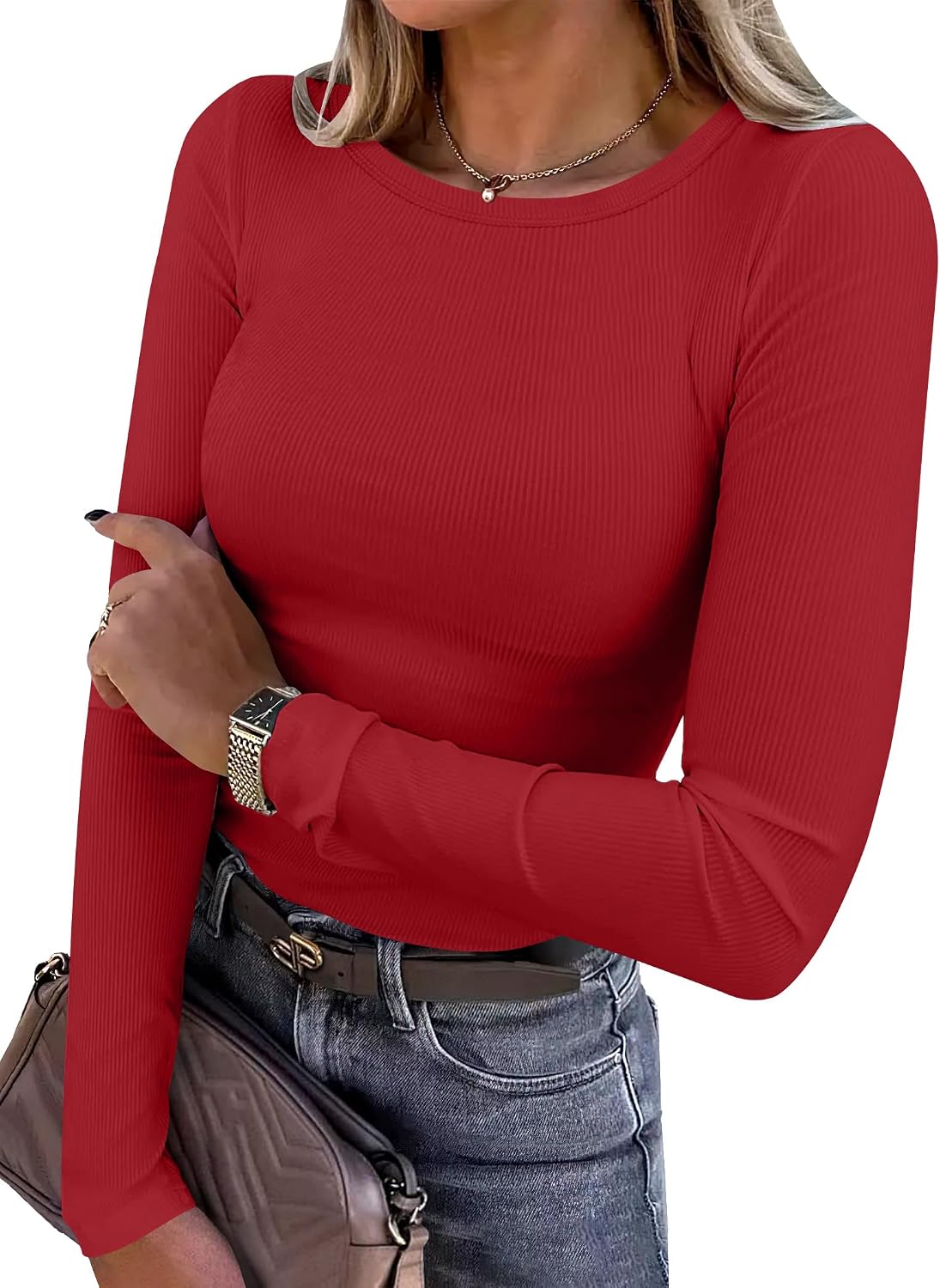 Winona Women's Crew Neck Top – Long Sleeves, Slim Fit & Lightweight Design