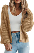 Danielle Women's Oversized Knit Cardigan – Deep V-Neck, Button Front & Chunky Knit