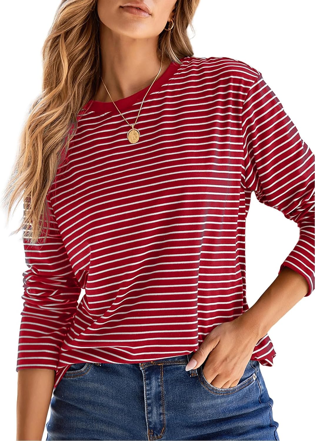 Megan Women's Knit Top – Crew Neck, Relaxed Fit & Soft Stretch Fabric