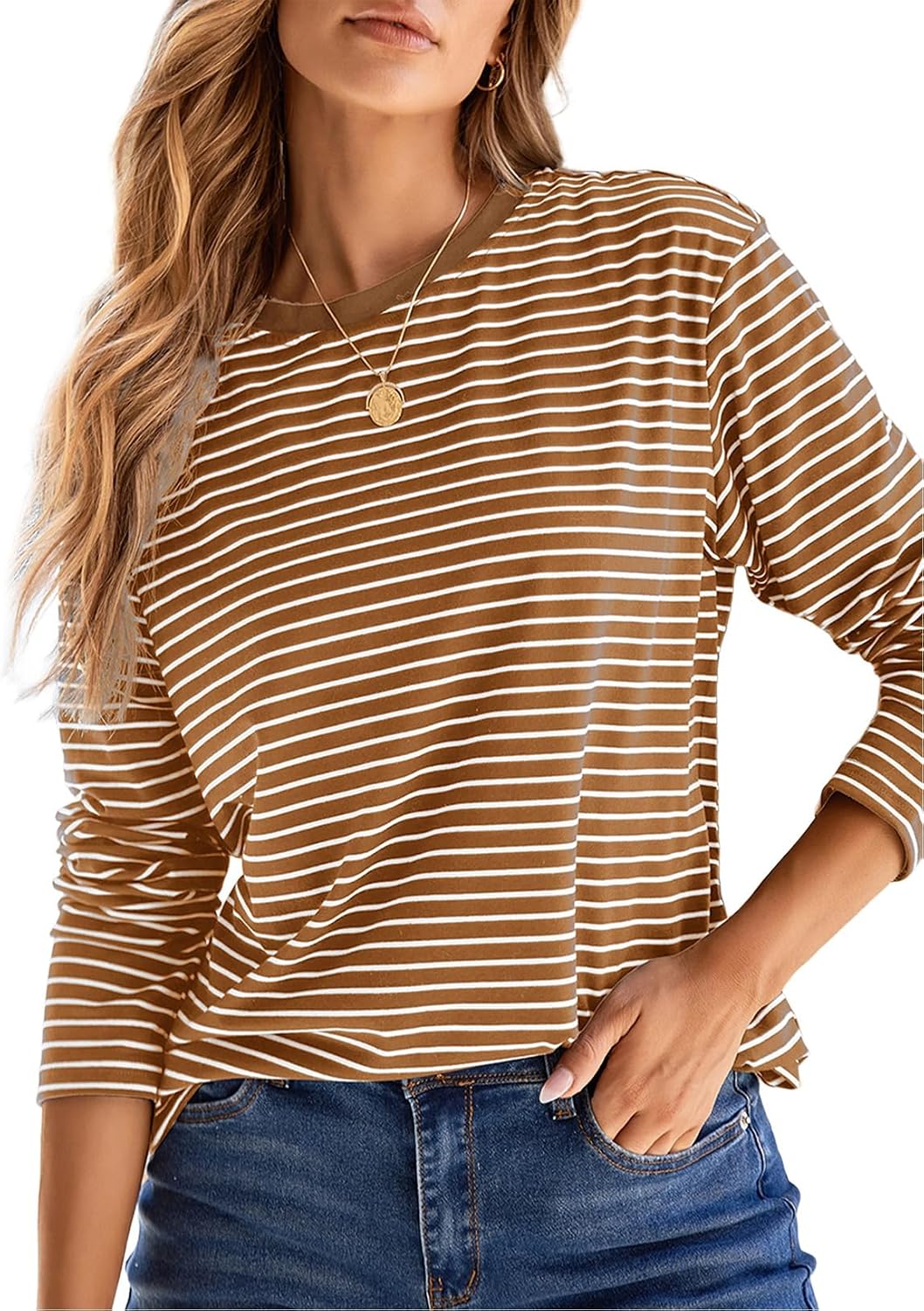Megan Women's Knit Top – Crew Neck, Relaxed Fit & Soft Stretch Fabric
