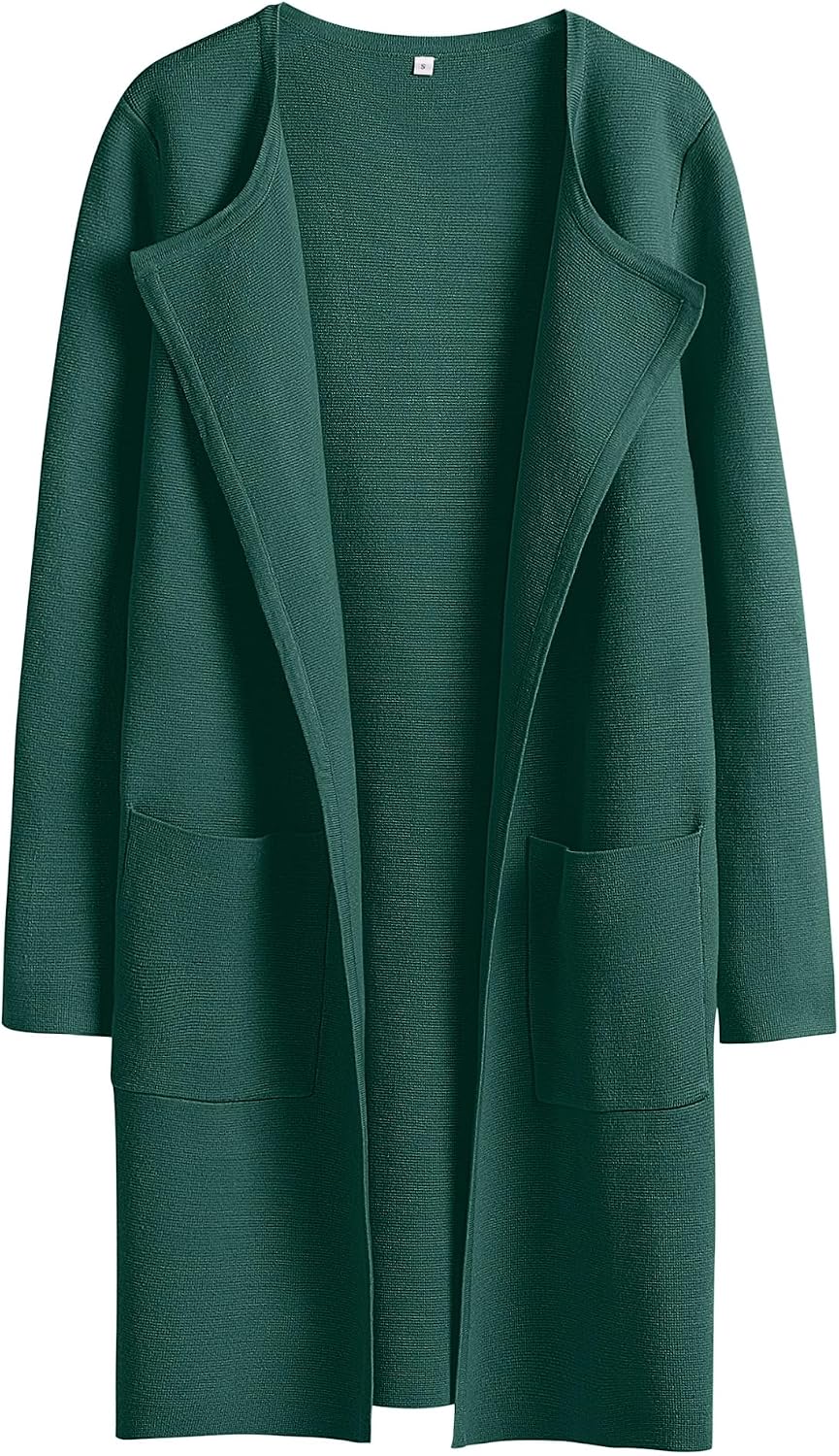 Colette Women's Open-Front Knit Cardigan – Lapel Neck, Pockets & Relaxed Layering Fit