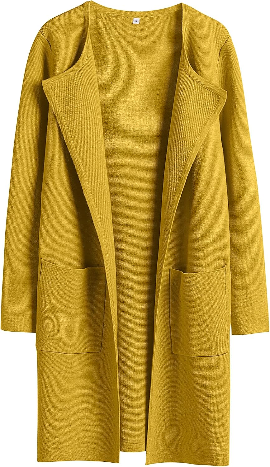 Colette Women's Open-Front Knit Cardigan – Lapel Neck, Pockets & Relaxed Layering Fit