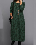 Marielle Women's Long Dress – Cozy Fleece Dress with Long Sleeves, Pockets, and On-Trend Floral Print