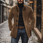 Jasper Men's Corduroy Coat – Slim Fit with Stand Collar & Elegant Side Pockets