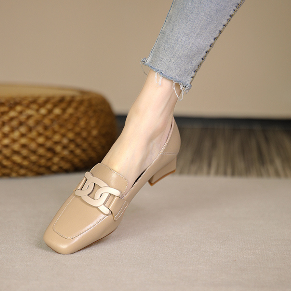 Marielle Women's Mary Jane Loafers – Leather Shoes with a Chunky Heel for All-Day Comfort