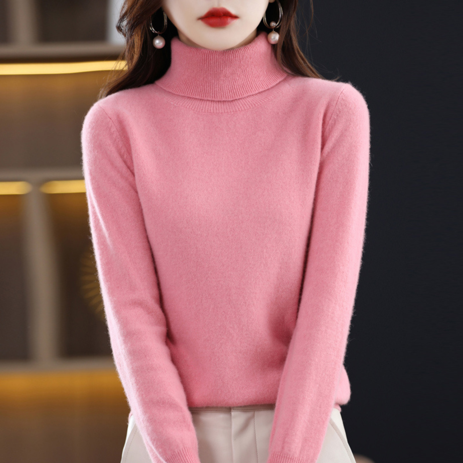 Corinne Cashmere Turtleneck Sweater for Women – Premium Soft Knit for Warmth and Light Comfort