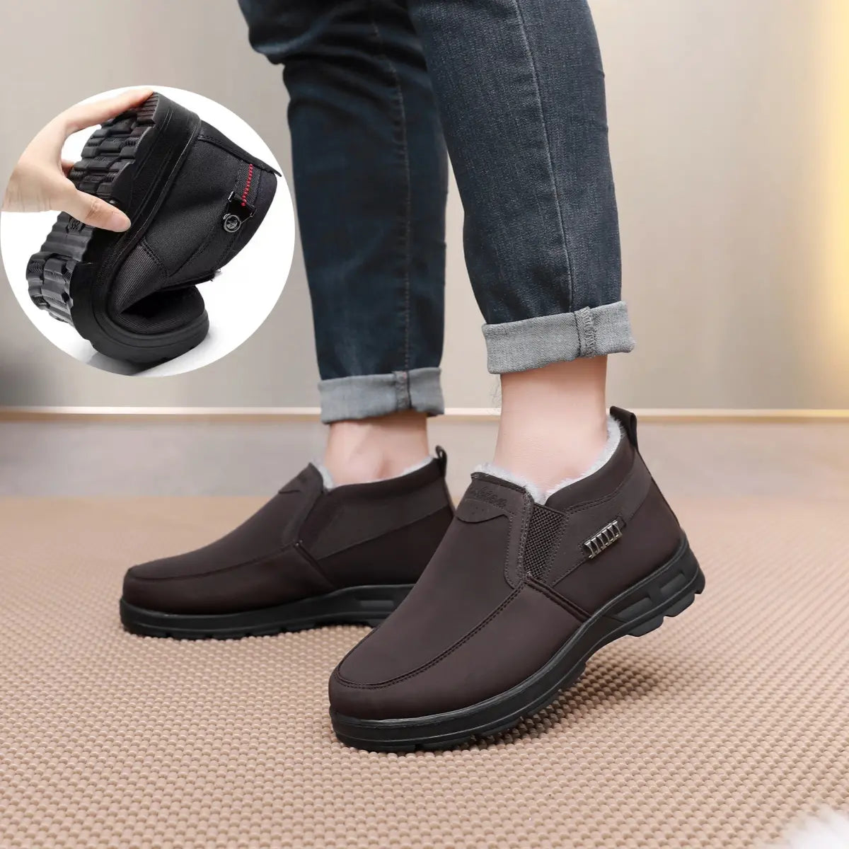 Mason Men's Winter Shoes – Warm Slip-On Thermal Shoes with Plush Lining