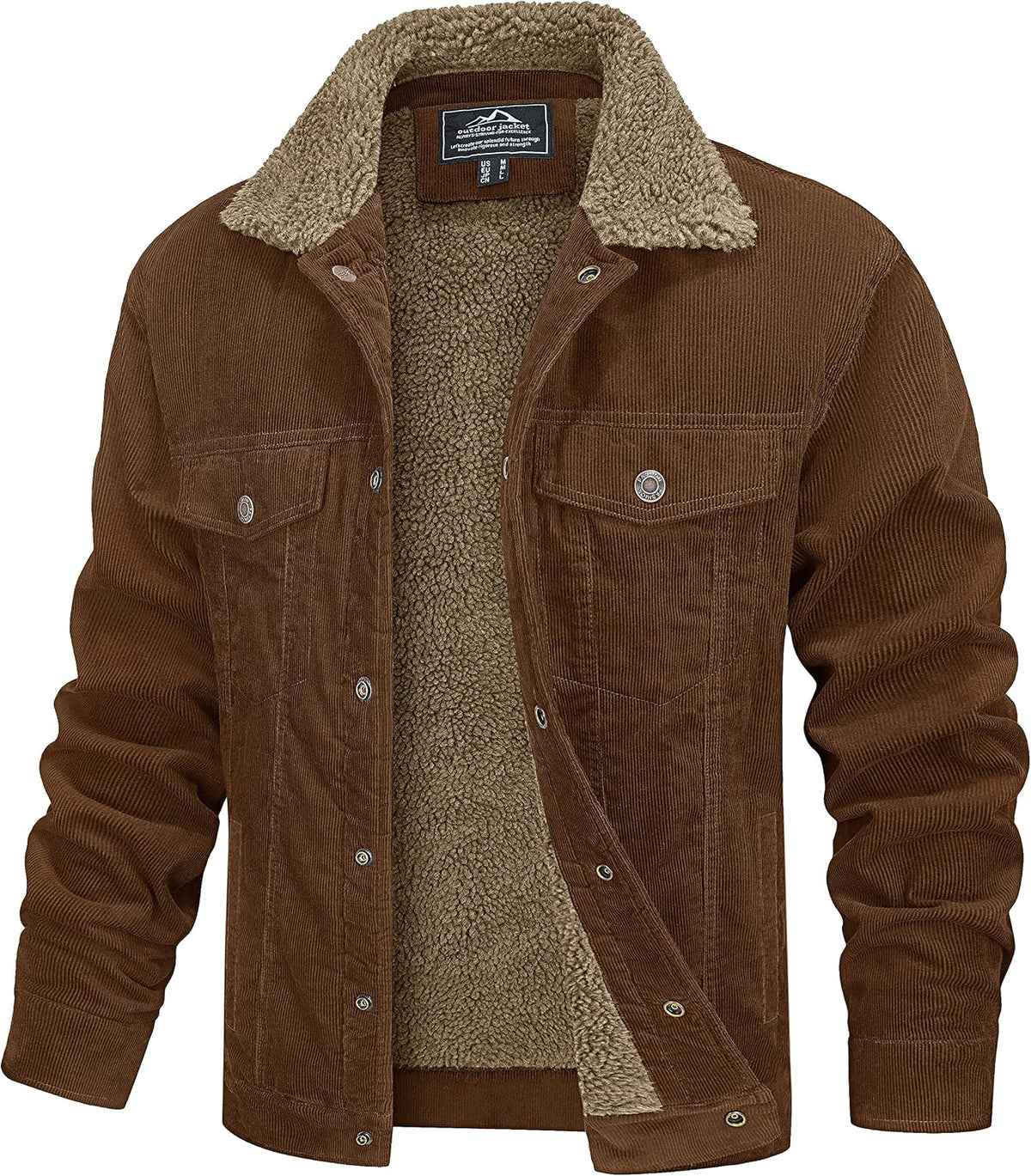 Marcus Men's Corduroy Trucker Jacket – Sherpa Lined, Snap Front & 5 Pockets