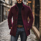 Jasper Men's Corduroy Coat – Slim Fit with Stand Collar & Elegant Side Pockets