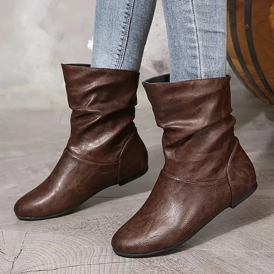 Nadia Women's Leather Boots – Genuine Leather with Non-Slip Sole & Sleek Silhouette
