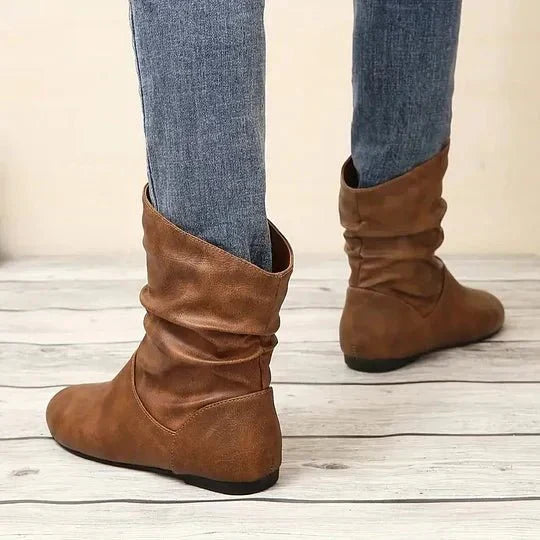 Nadia Women's Leather Boots – Genuine Leather with Non-Slip Sole & Sleek Silhouette