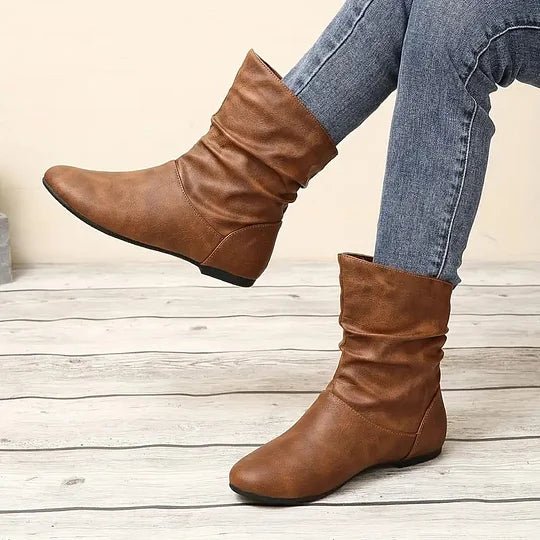 Nadia Women's Leather Boots – Genuine Leather with Non-Slip Sole & Sleek Silhouette