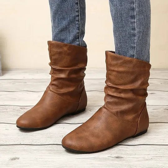 Nadia Women's Leather Boots – Genuine Leather with Non-Slip Sole & Sleek Silhouette