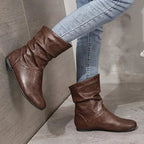 Nadia Women's Leather Boots – Genuine Leather with Non-Slip Sole & Sleek Silhouette
