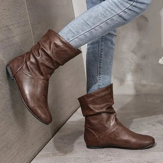 Nadia Women's Leather Boots – Genuine Leather with Non-Slip Sole & Sleek Silhouette