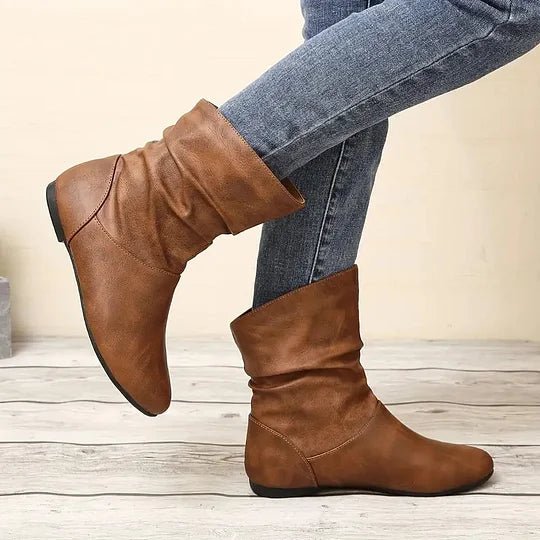 Nadia Women's Leather Boots – Genuine Leather with Non-Slip Sole & Sleek Silhouette