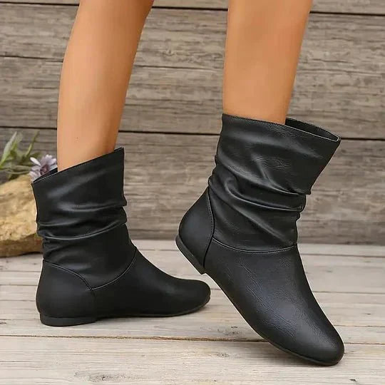 Nadia Women's Leather Boots – Genuine Leather with Non-Slip Sole & Sleek Silhouette