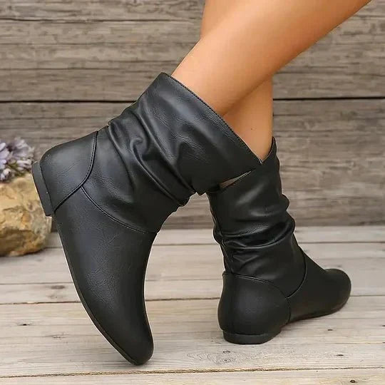Nadia Women's Leather Boots – Genuine Leather with Non-Slip Sole & Sleek Silhouette